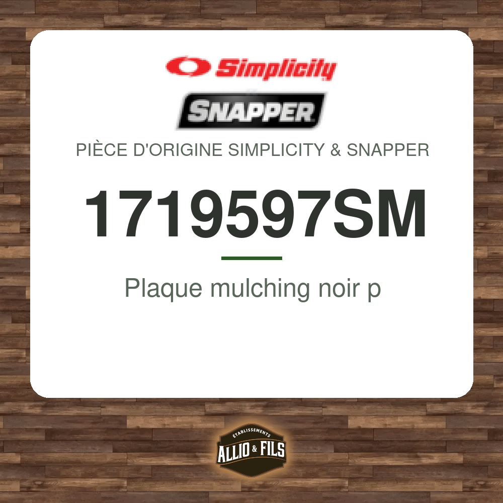 Plaque mulching noir p - Simplicity & Snapper 1719597SM