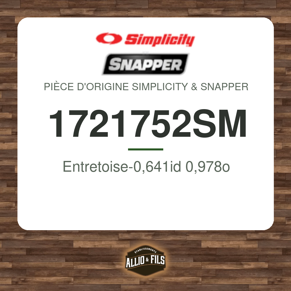 Entretoise-0,641id 0,978o - Simplicity & Snapper 1721752SM