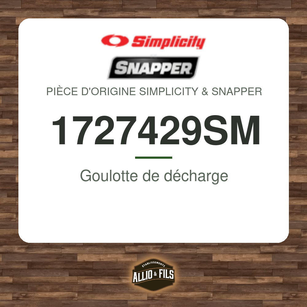 Goulotte de décharge - Simplicity & Snapper 1727429SM