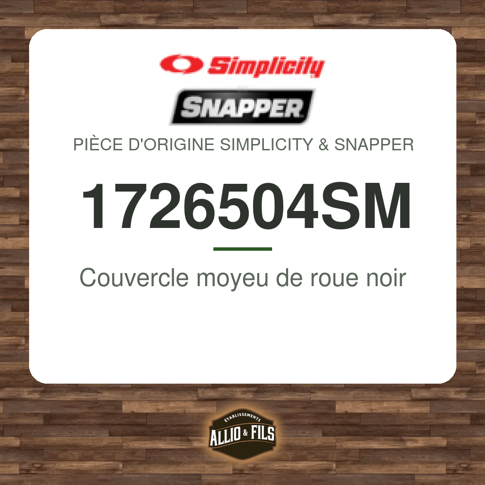 Couvercle moyeu de roue noir - Simplicity & Snapper 1726504SM