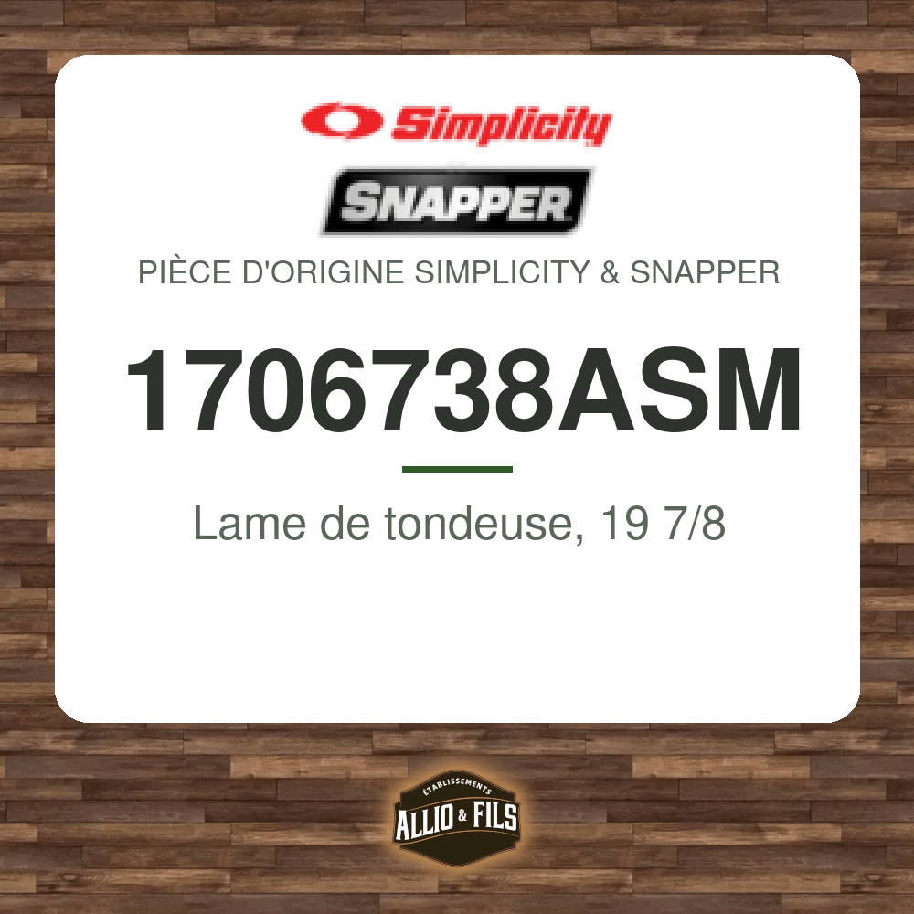 Lame de tondeuse, 19 7/8 - Simplicity & Snapper 1706738ASM