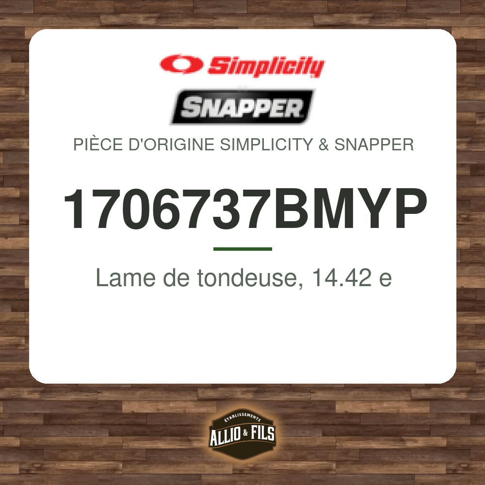 Lame de tondeuse, 14.42 e - Simplicity & Snapper 1706737BMYP
