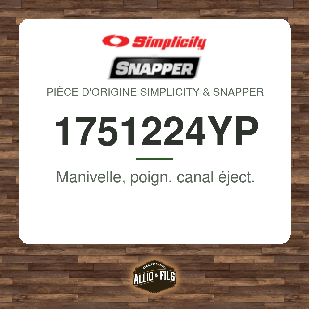Manivelle, poign. canal éject. - Simplicity & Snapper 1751224YP