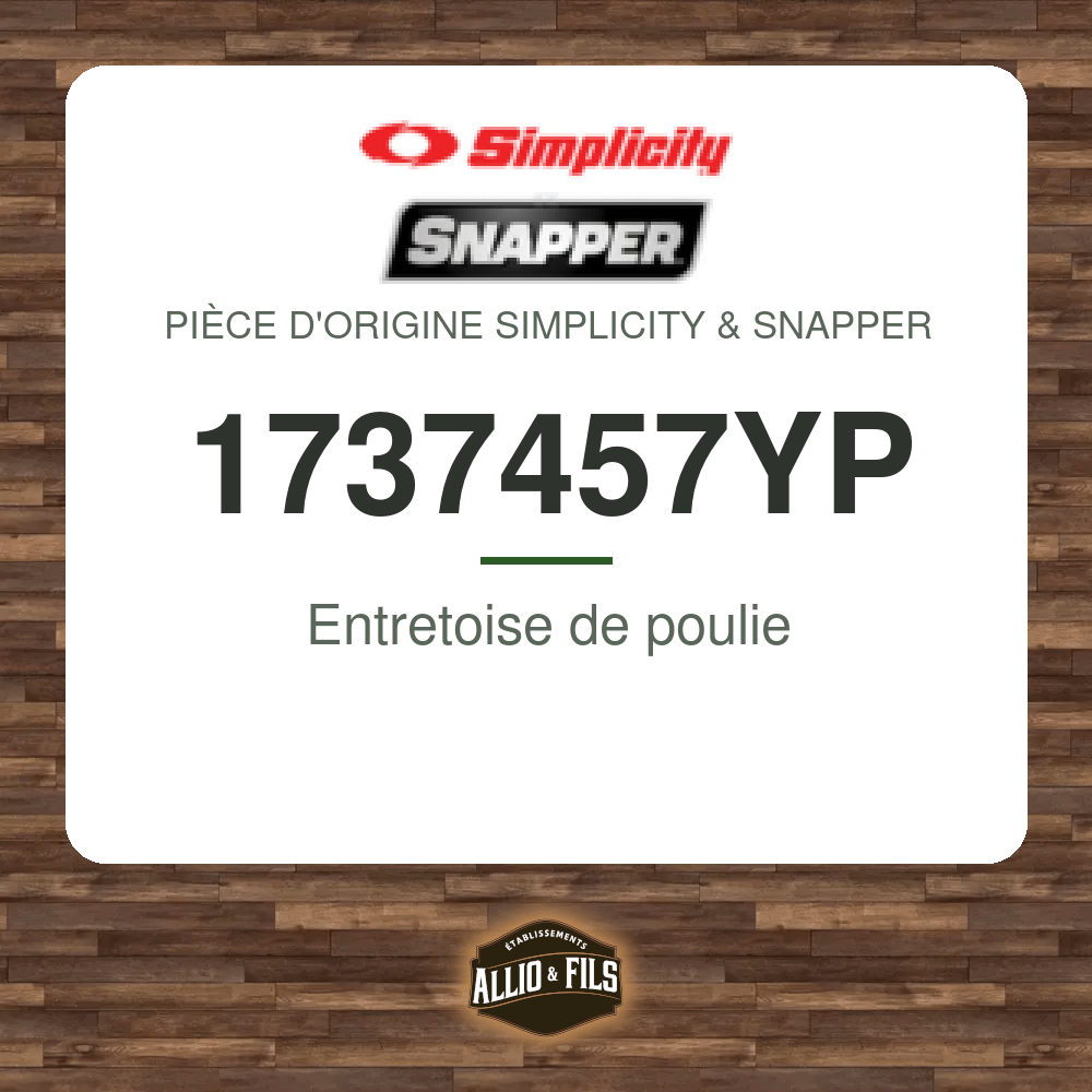 Entretoise de poulie - Simplicity & Snapper 1737457YP