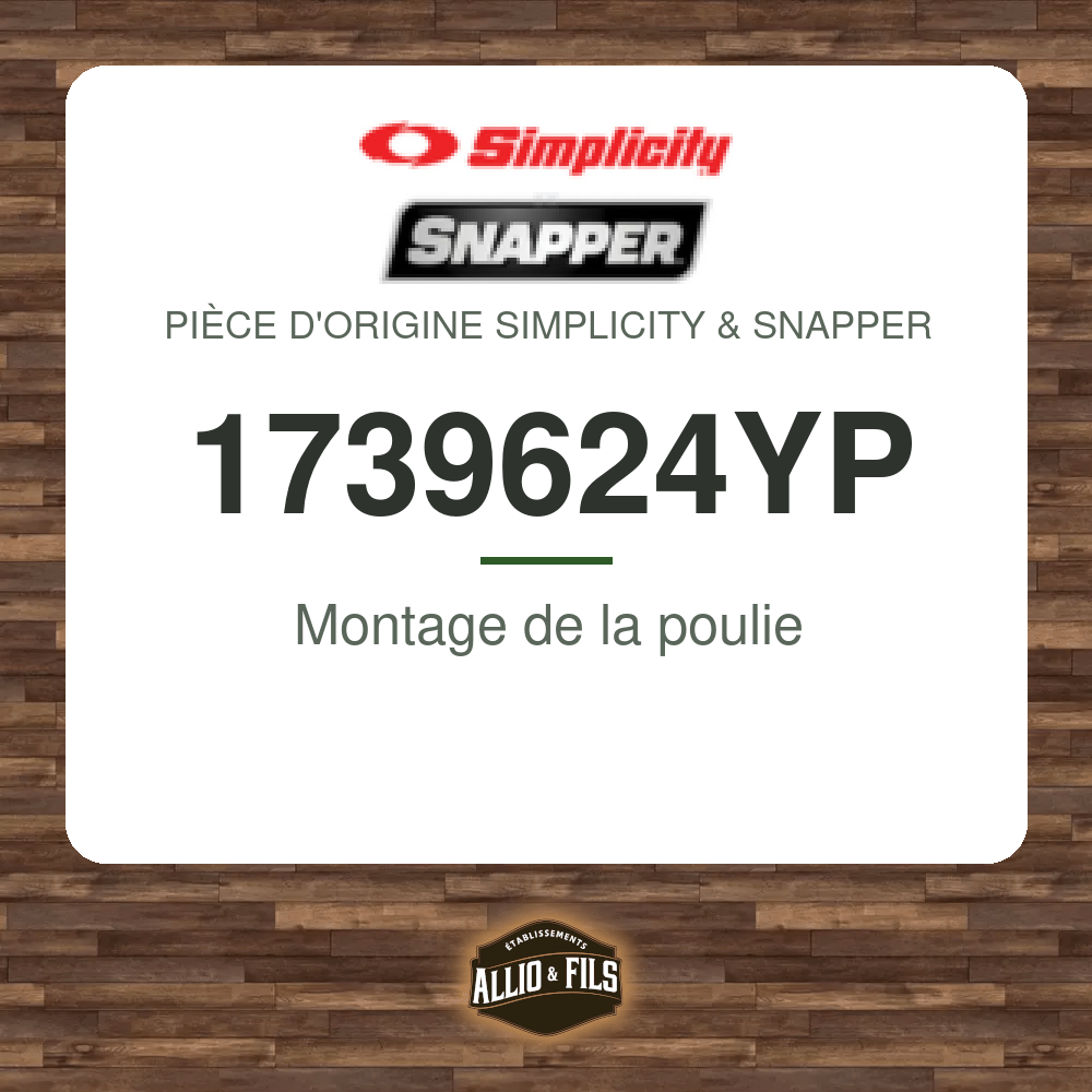 Montage de la poulie - Simplicity & Snapper 1739624YP