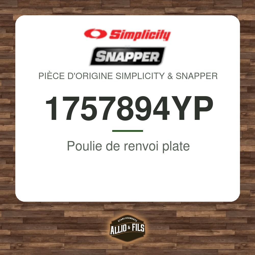 Poulie de renvoi plate - Simplicity & Snapper 1757894YP