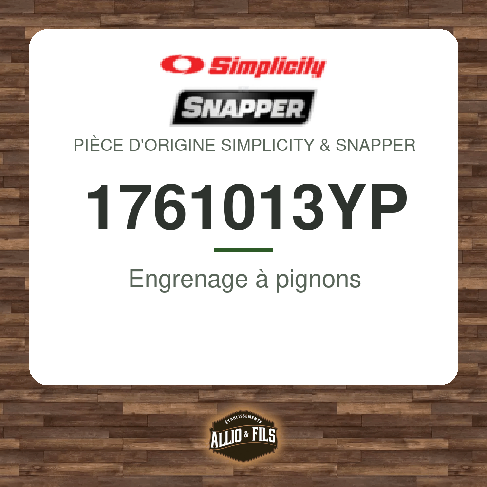 Engrenage à pignons - Simplicity & Snapper 1761013YP