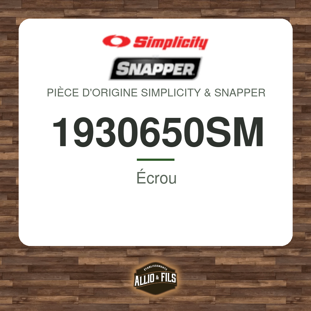 Écrou - Simplicity & Snapper 1930650SM