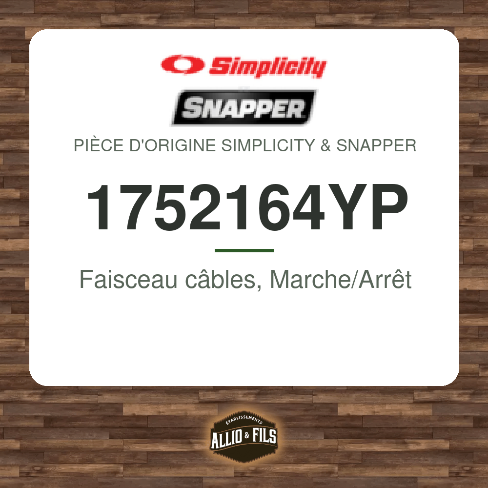 Faisceau câbles, Marche/Arrêt - Simplicity & Snapper 1752164YP