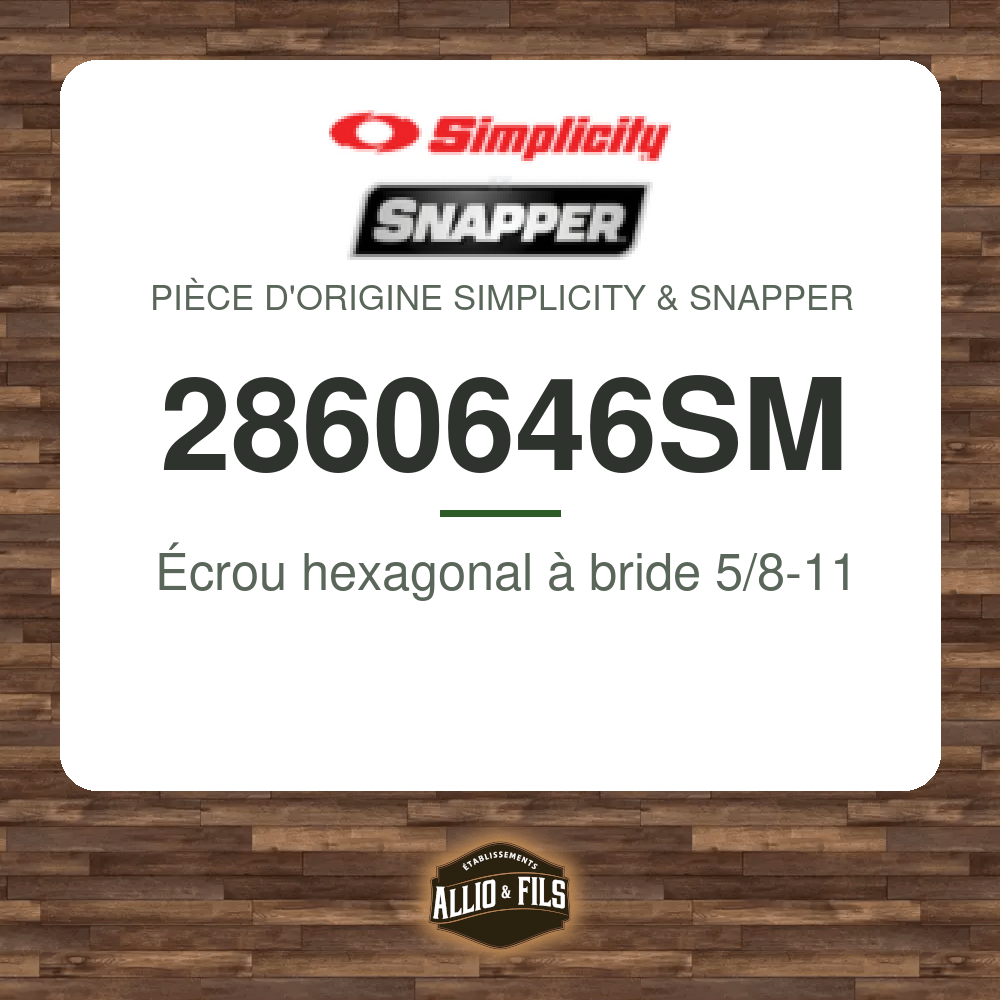 Écrou hexagonal à bride 5/8-11 - Simplicity & Snapper 2860646SM