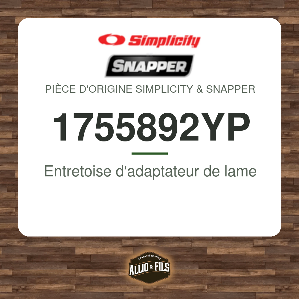 Entretoise d'adaptateur de lame - Simplicity & Snapper 1755892YP