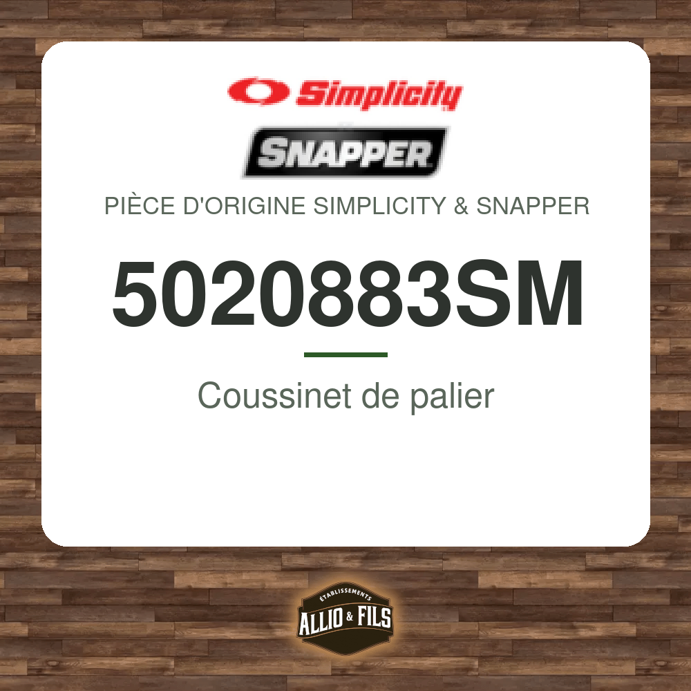 Coussinet de palier - Simplicity & Snapper 5020883SM