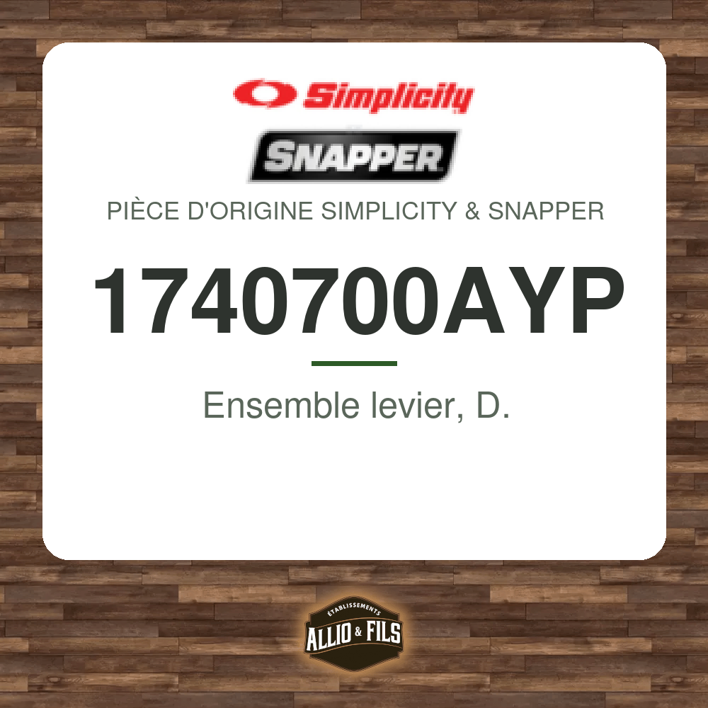 Ensemble levier, D. - Simplicity & Snapper 1740700AYP