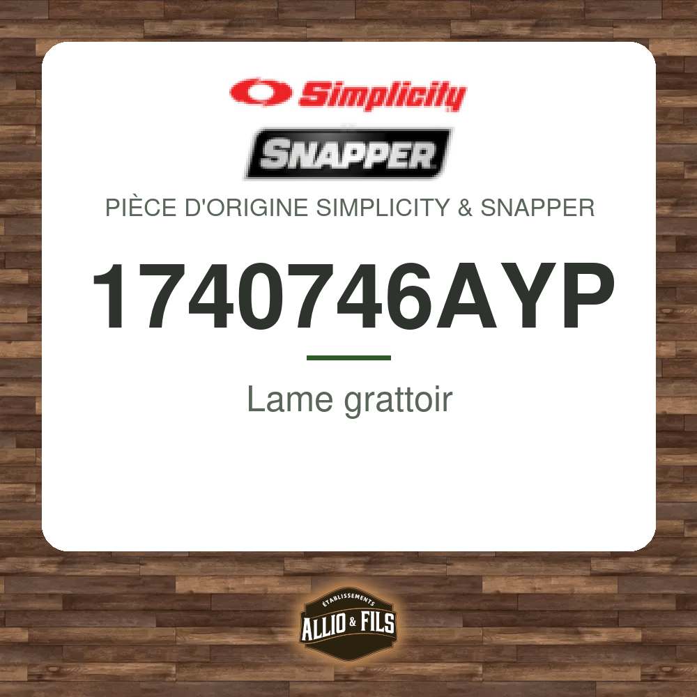 Lame grattoir - Simplicity & Snapper 1740746AYP