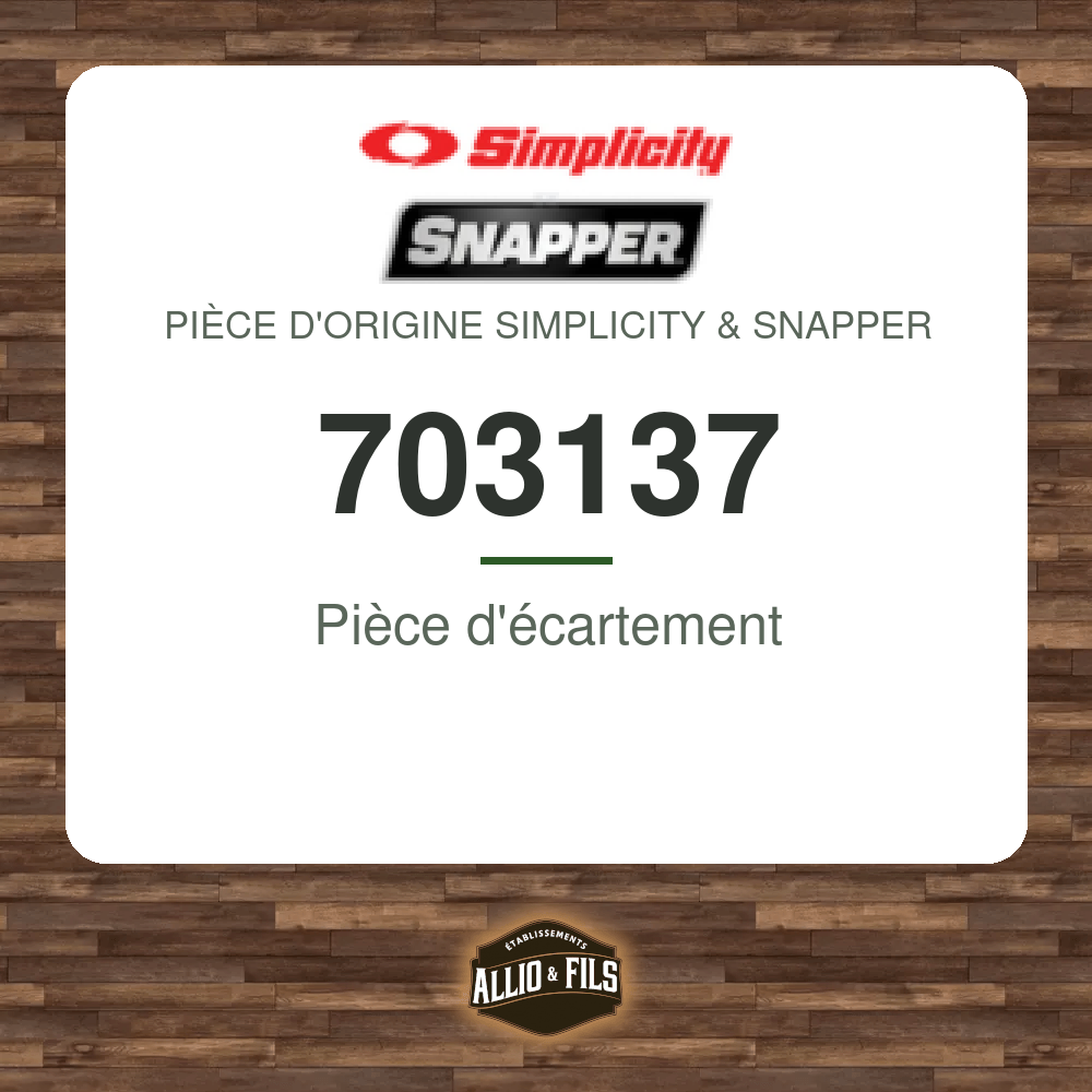 Pièce d'écartement - Simplicity & Snapper 703137