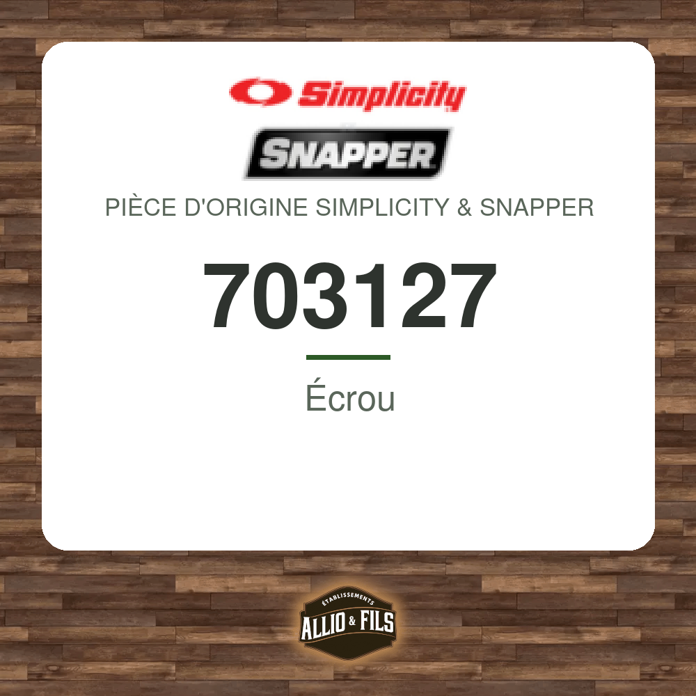 Écrou - Simplicity & Snapper 703127