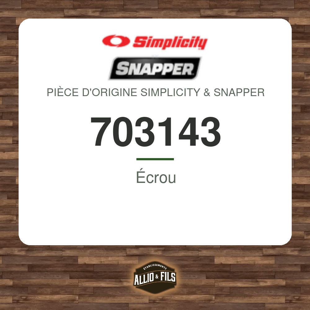 Écrou - Simplicity & Snapper 703143