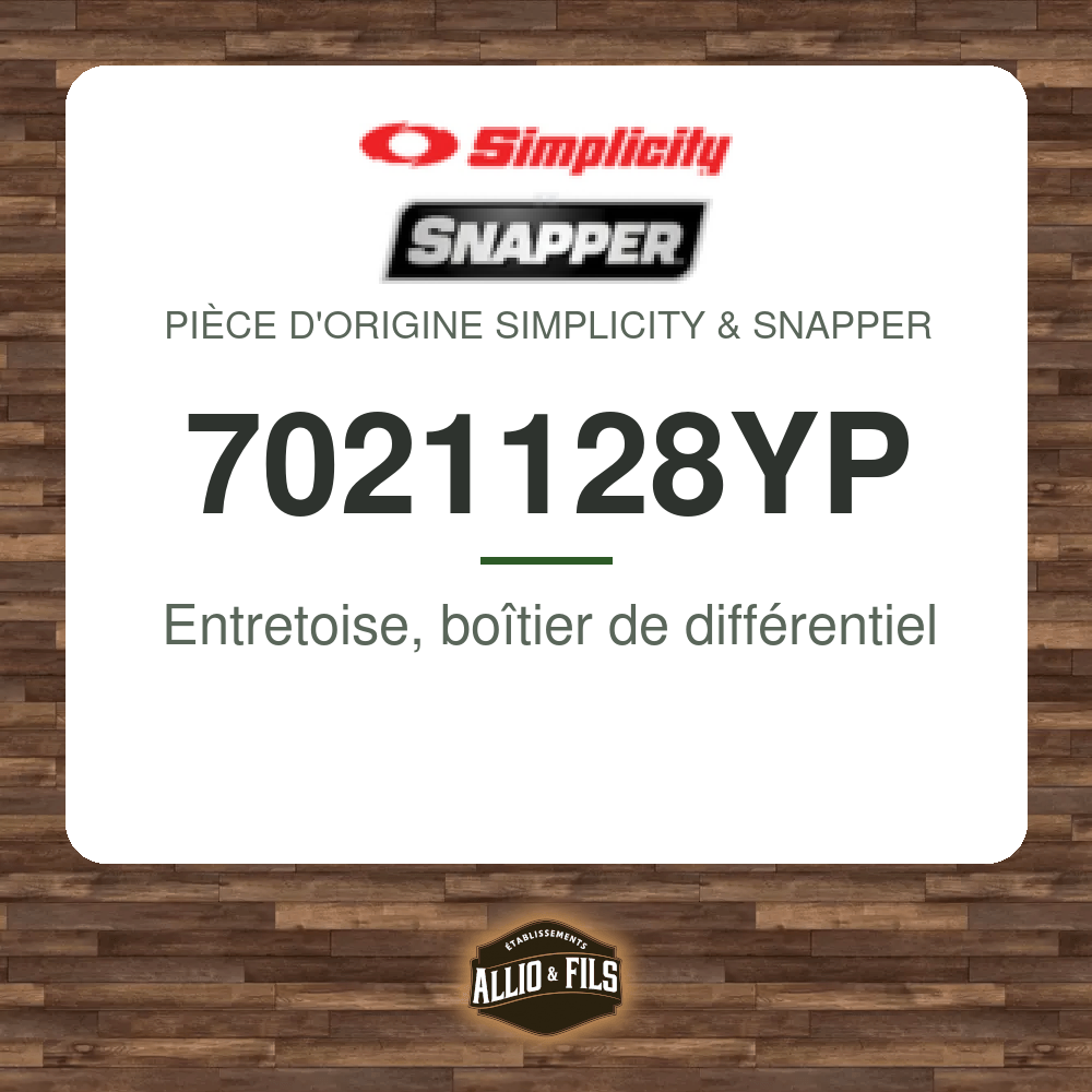 Entretoise, boîtier de différentiel - Simplicity & Snapper 7021128YP