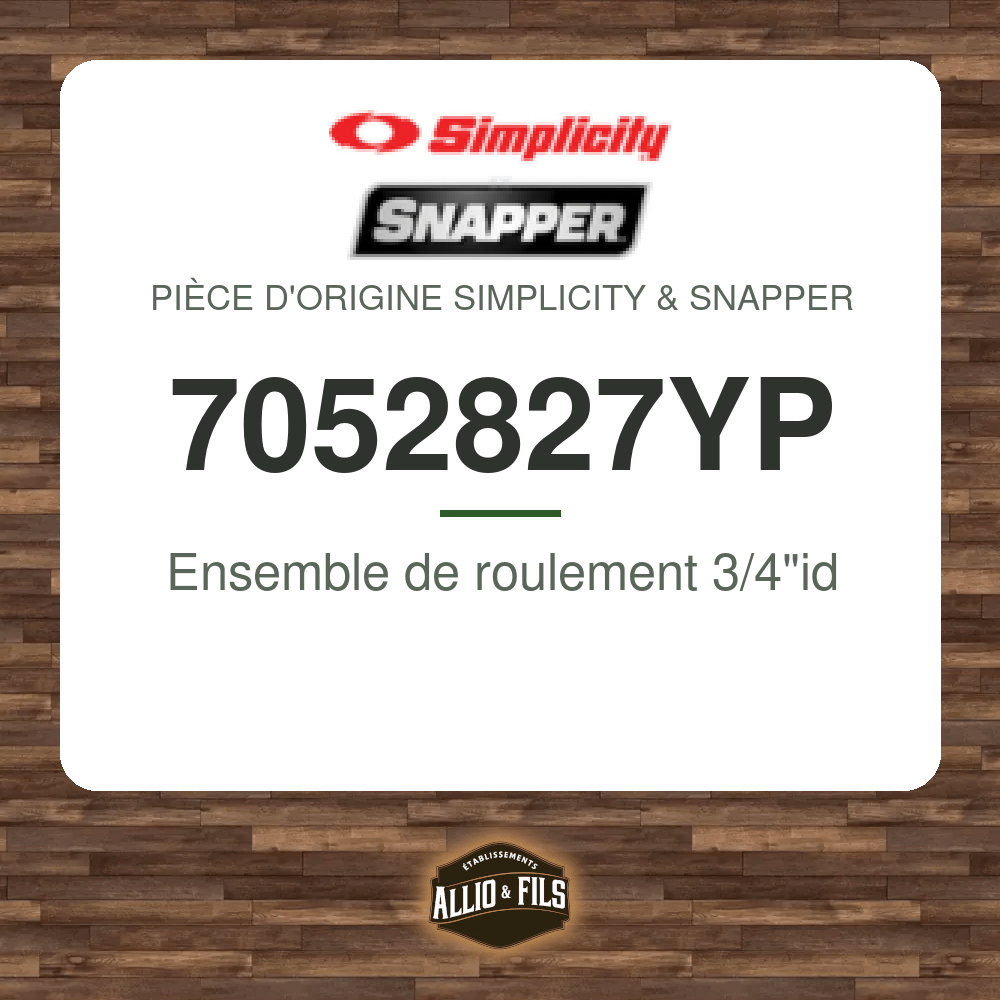 Ensemble de roulement 3/4"id - Simplicity & Snapper 7052827YP
