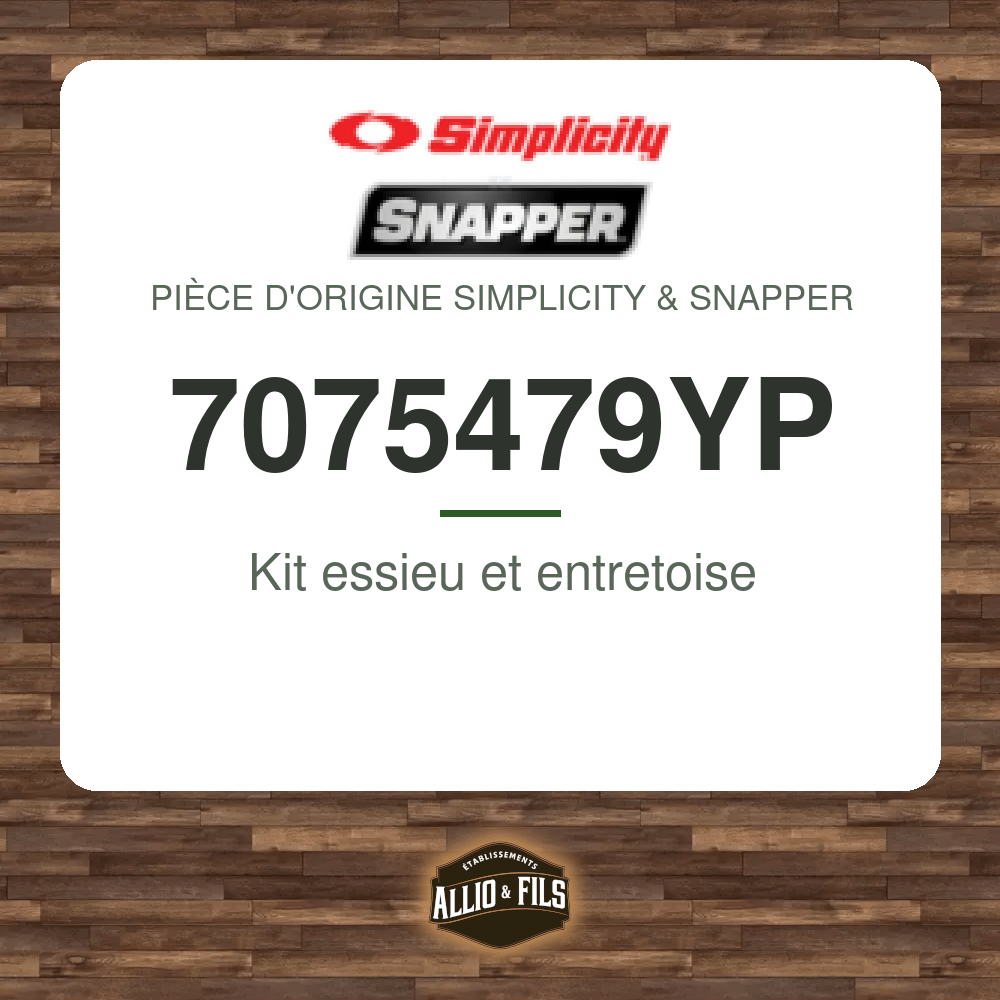 Kit essieu et entretoise - Simplicity & Snapper 7075479YP