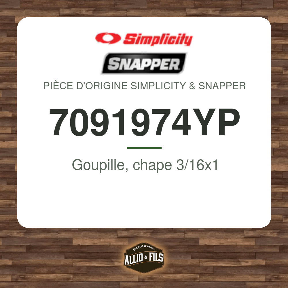 Goupille, chape 3/16x1 - Simplicity & Snapper 7091974YP