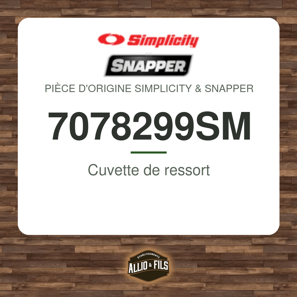 Cuvette de ressort - Simplicity & Snapper 7078299SM