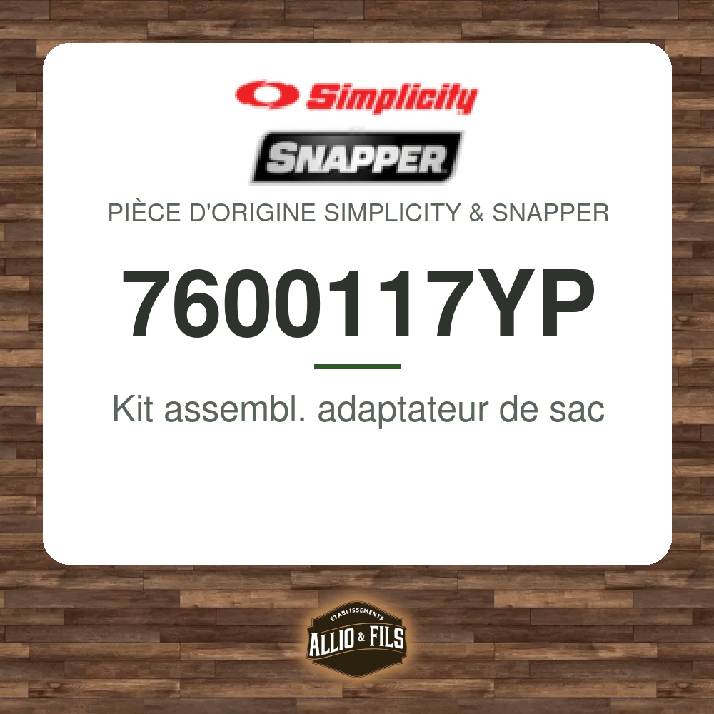 Kit assembl. adaptateur de sac - Simplicity & Snapper 7600117YP