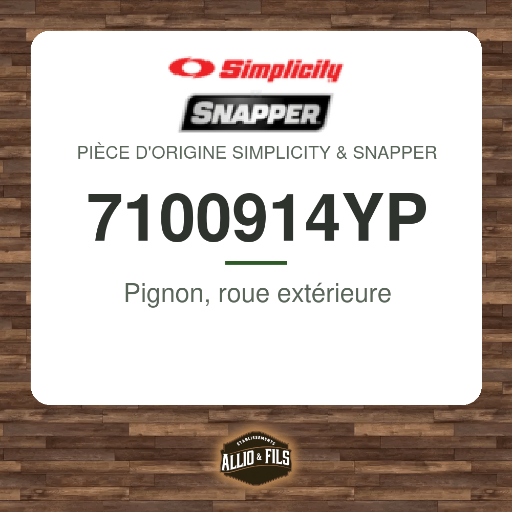 Pignon, roue extérieure - Simplicity & Snapper 7100914YP