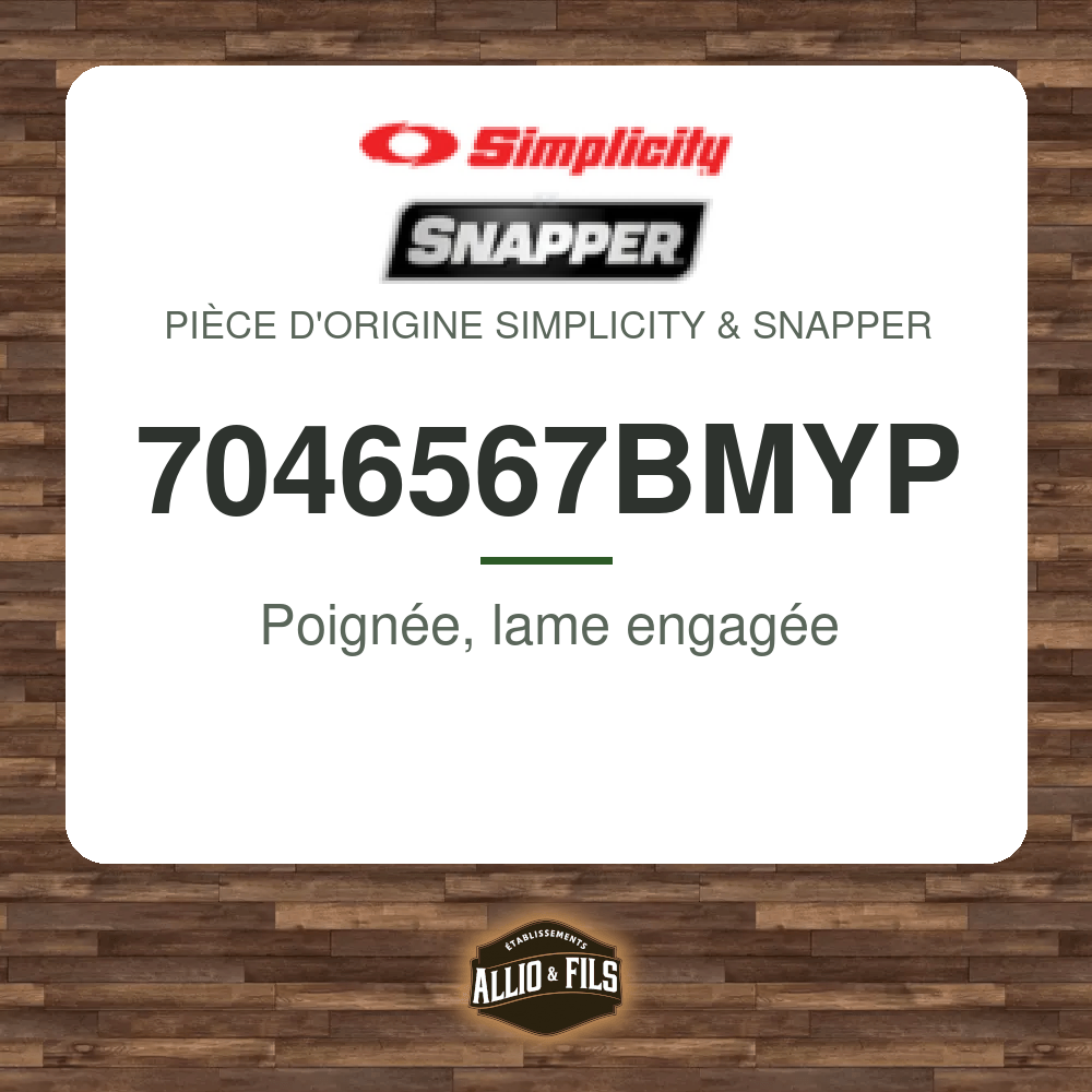 Poignée, lame engagée - Simplicity & Snapper 7046567BMYP