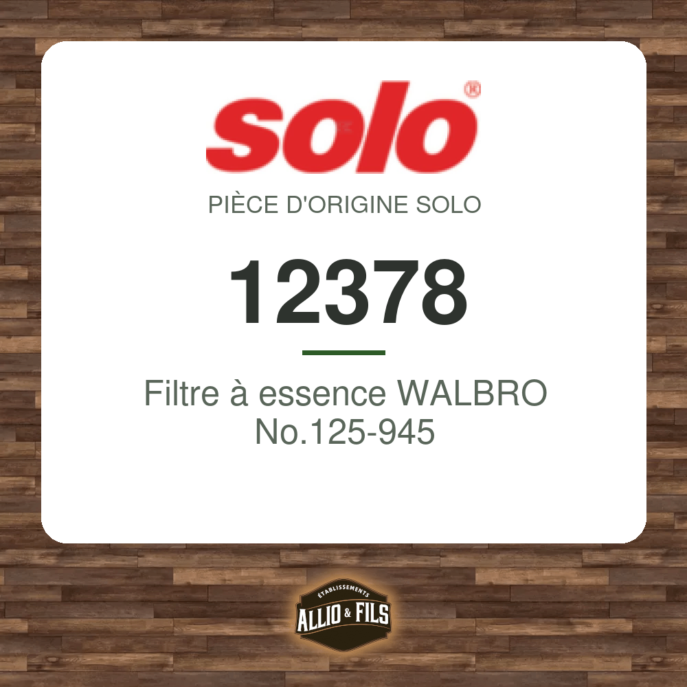 Filtre à essence WALBRO No.125-945 - Solo 12378