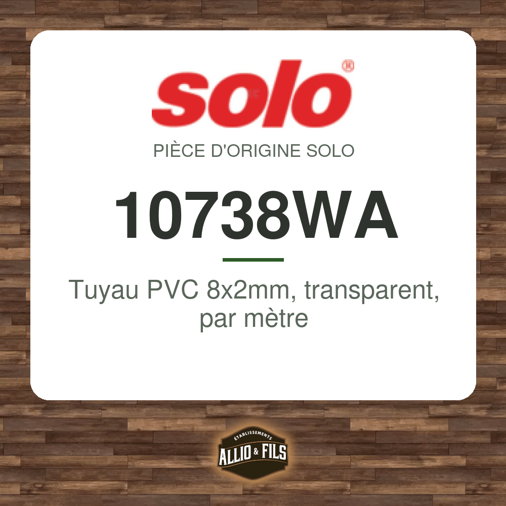 Tuyau PVC 8x2mm, transparent, par mètre - Solo 10738WA
