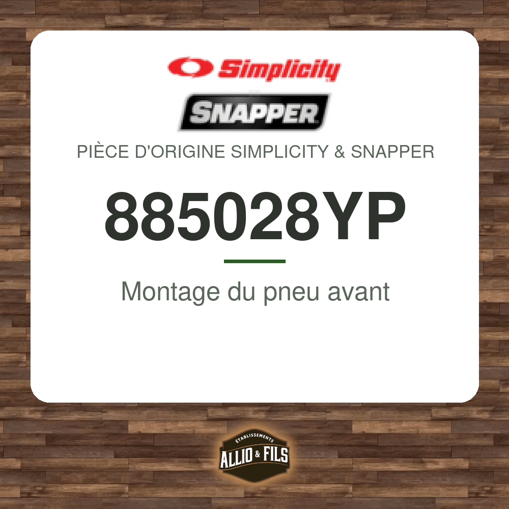 Montage du pneu avant - Simplicity & Snapper 885028YP