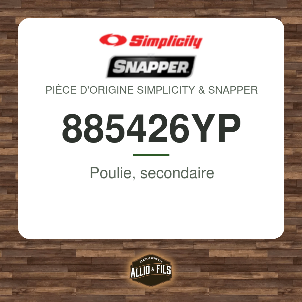 Poulie, secondaire - Simplicity & Snapper 885426YP