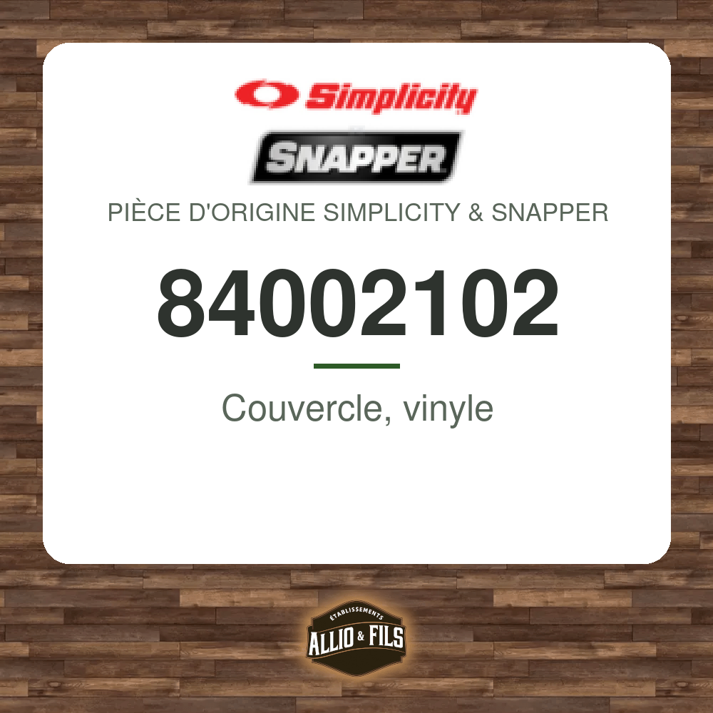 Couvercle, vinyle - Simplicity & Snapper 84002102