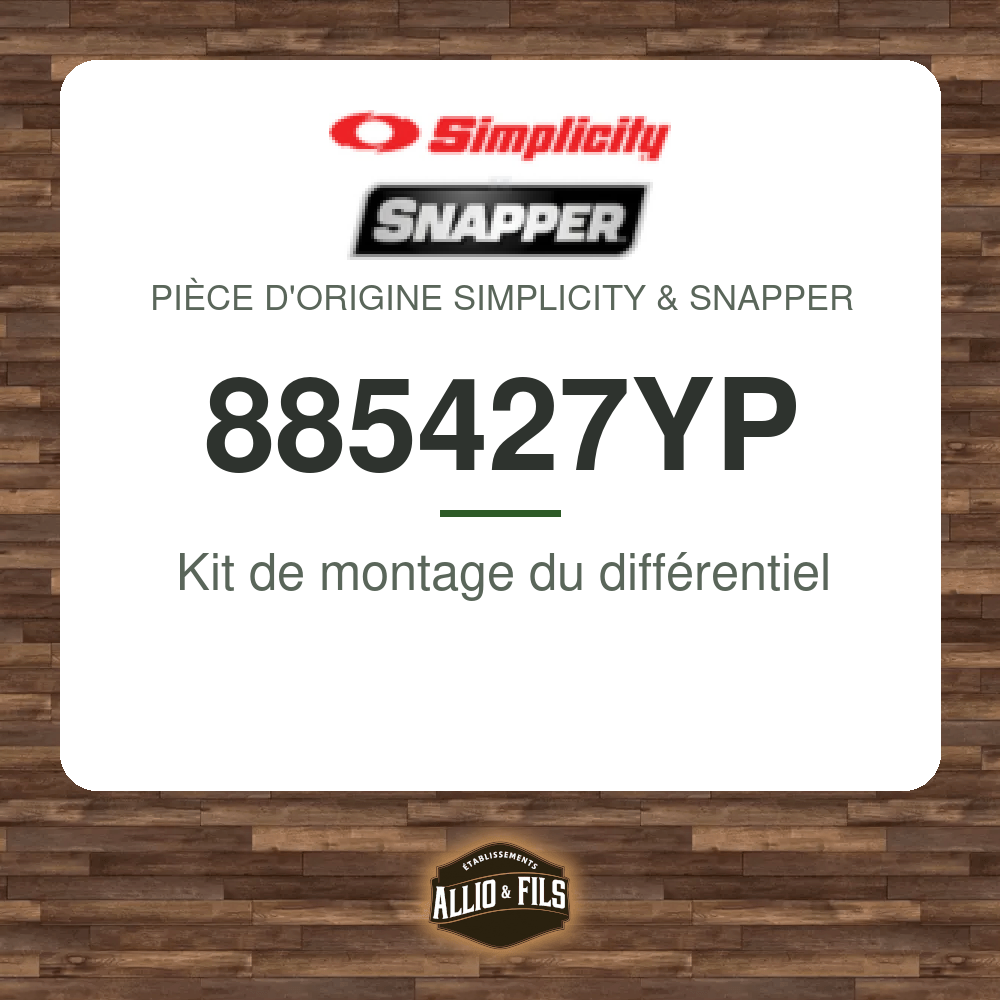 Kit de montage du différentiel - Simplicity & Snapper 885427YP