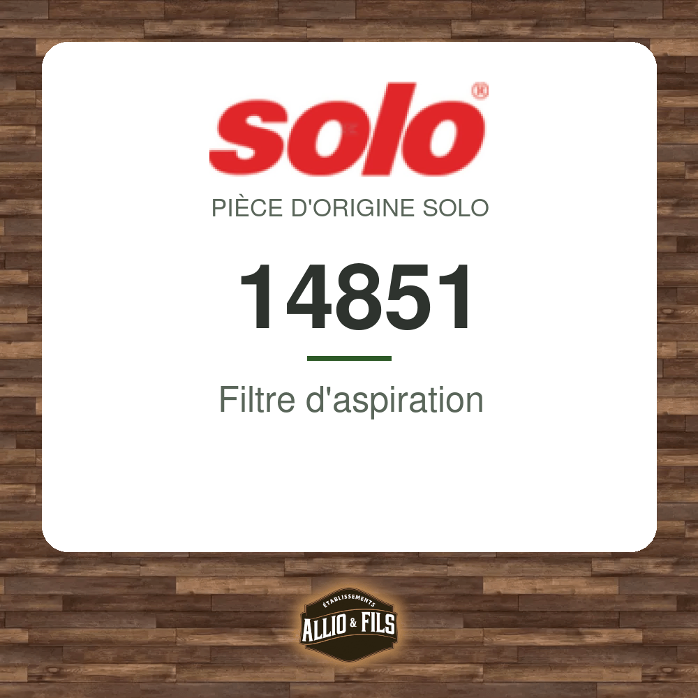 Filtre d'aspiration - Solo 14851