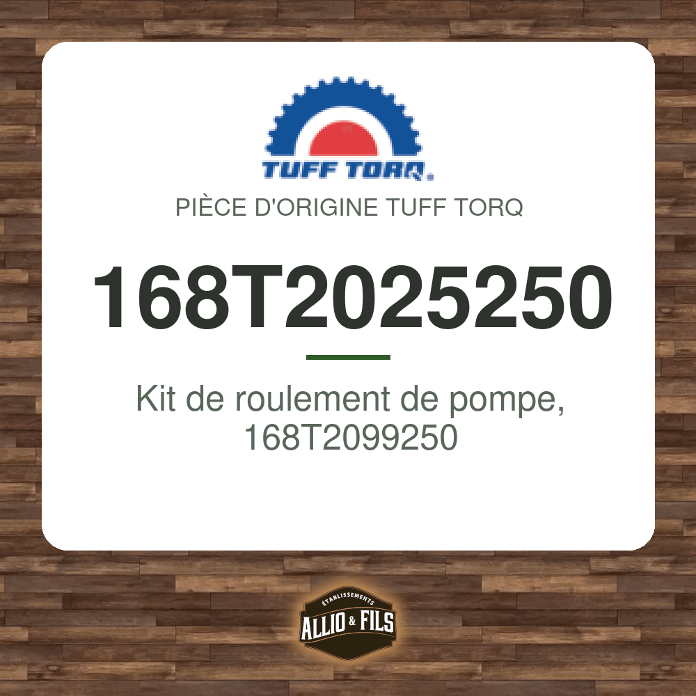 Kit de roulement de pompe, 168T2099250 - Tuff Torq 168T2025250