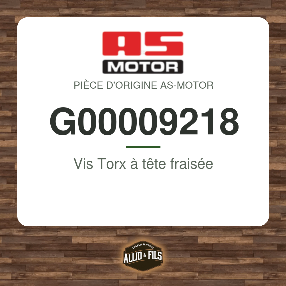 Vis Torx à tête fraisée - AS-Motor G00009218