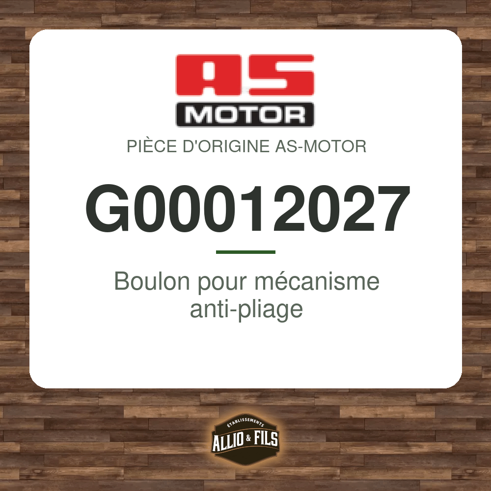 Boulon pour mécanisme anti-pliage - AS-Motor G00012027