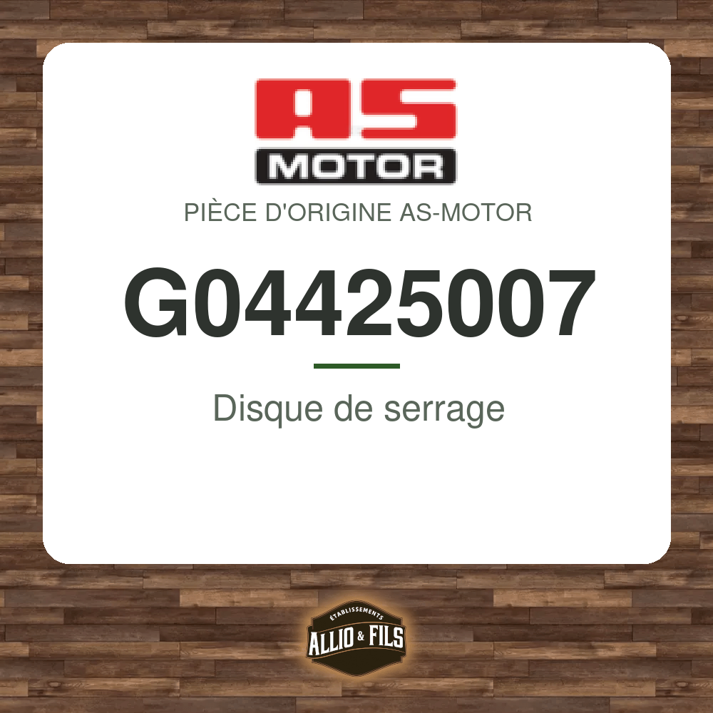 Disque de serrage - AS-Motor G04425007