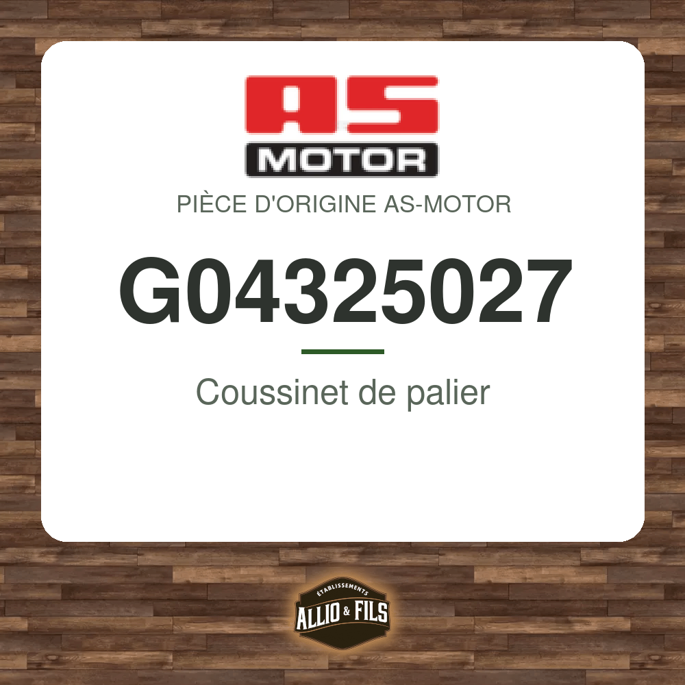 Coussinet de palier - AS-Motor G04325027