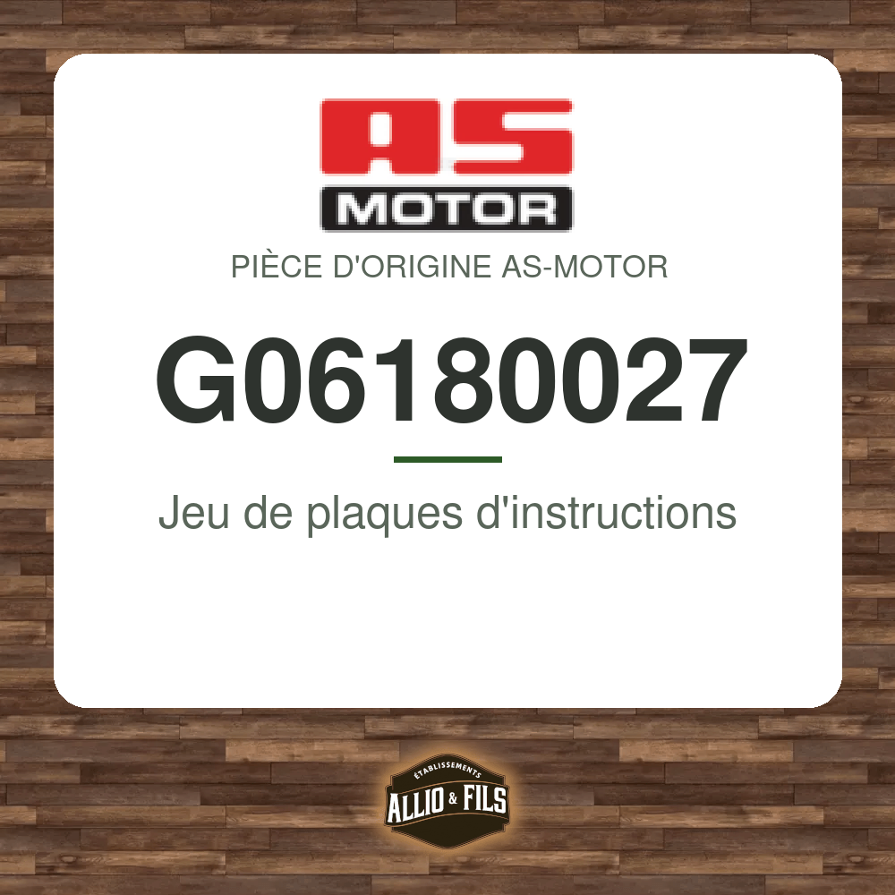 Jeu de plaques d'instructions - AS-Motor G06180027