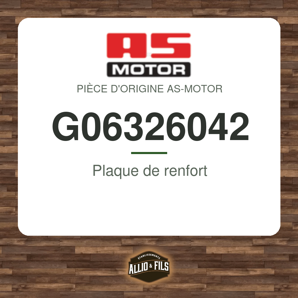 Plaque de renfort - AS-Motor G06326042