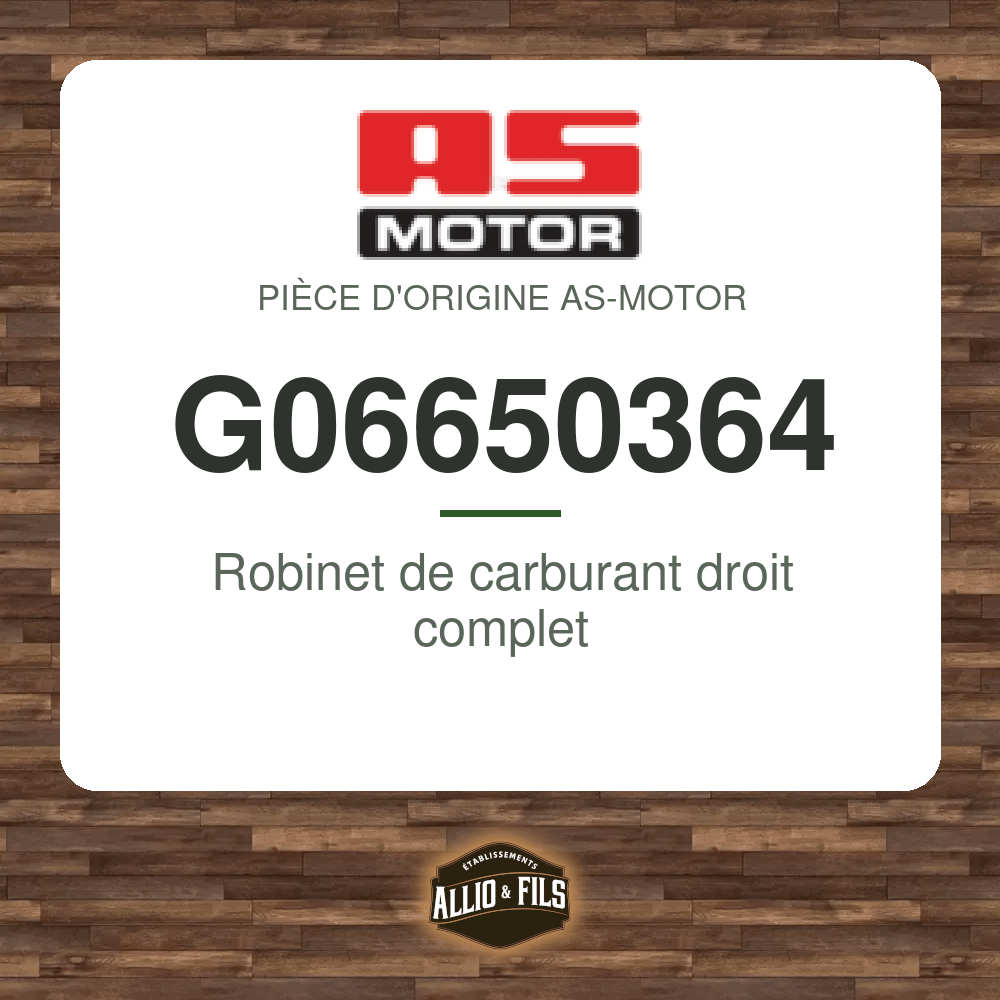 Robinet de carburant droit complet - AS-Motor G06650364