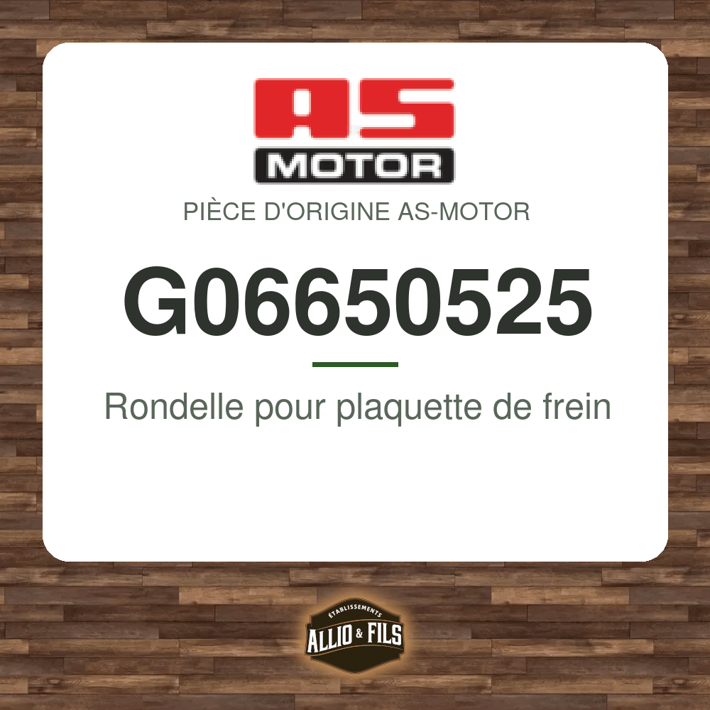 Rondelle pour plaquette de frein - AS-Motor G06650525