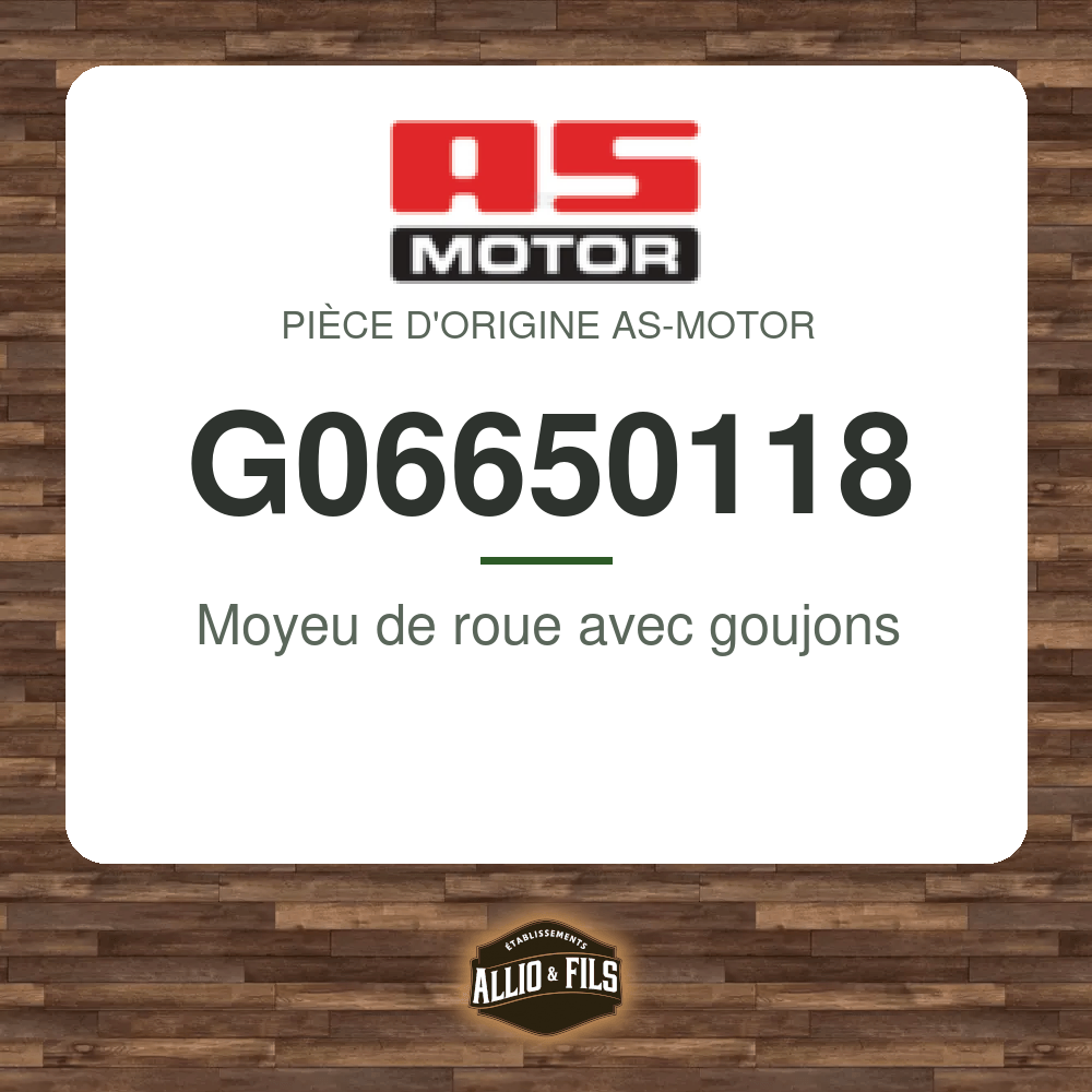 Moyeu de roue avec goujons - AS-Motor G06650118