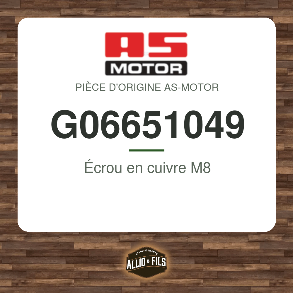 Écrou en cuivre M8 - AS-Motor G06651049