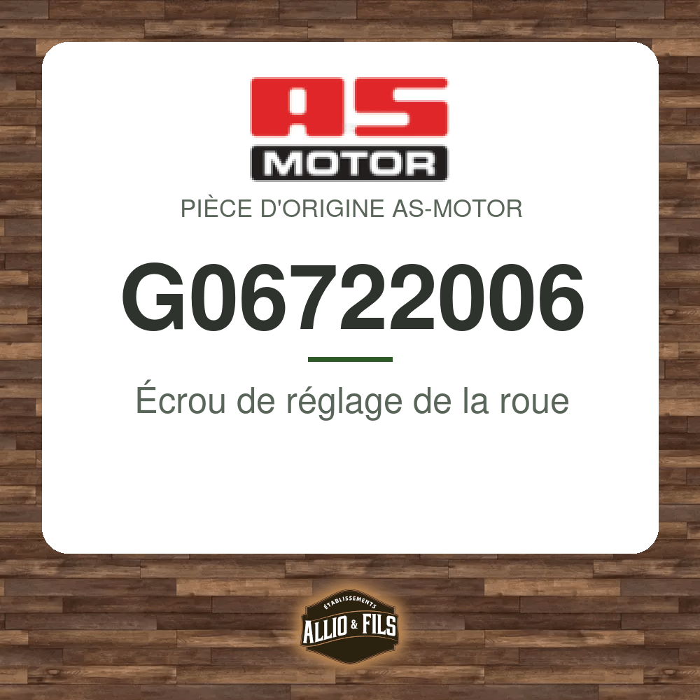Écrou de réglage de la roue - AS-Motor G06722006
