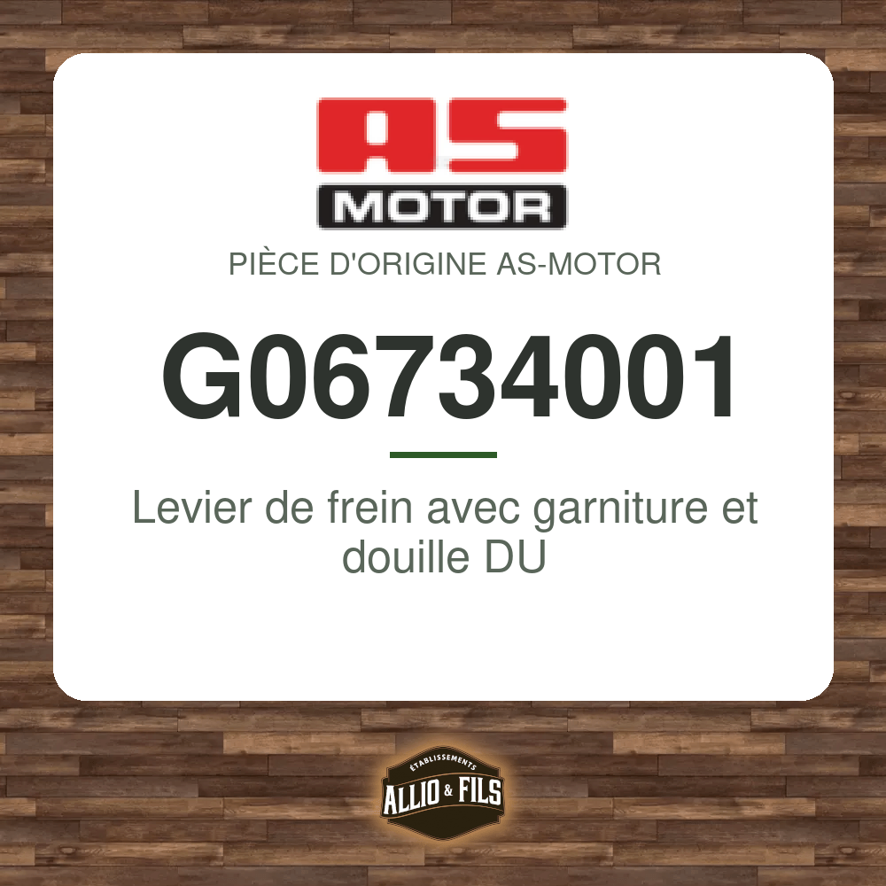 Levier de frein avec garniture et douille DU - AS-Motor G06734001