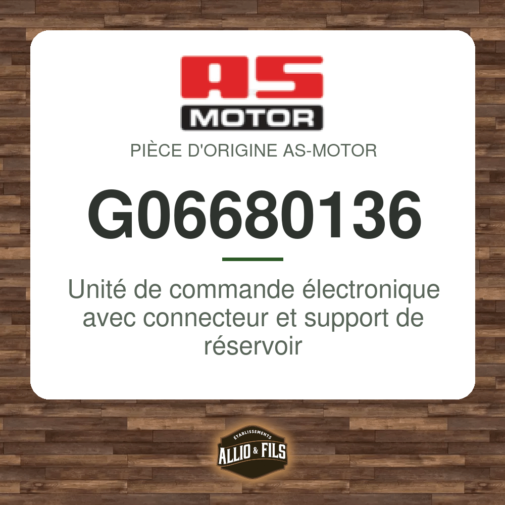 Unité de commande électronique avec connecteur et support de réservoir - AS-Motor G06680136